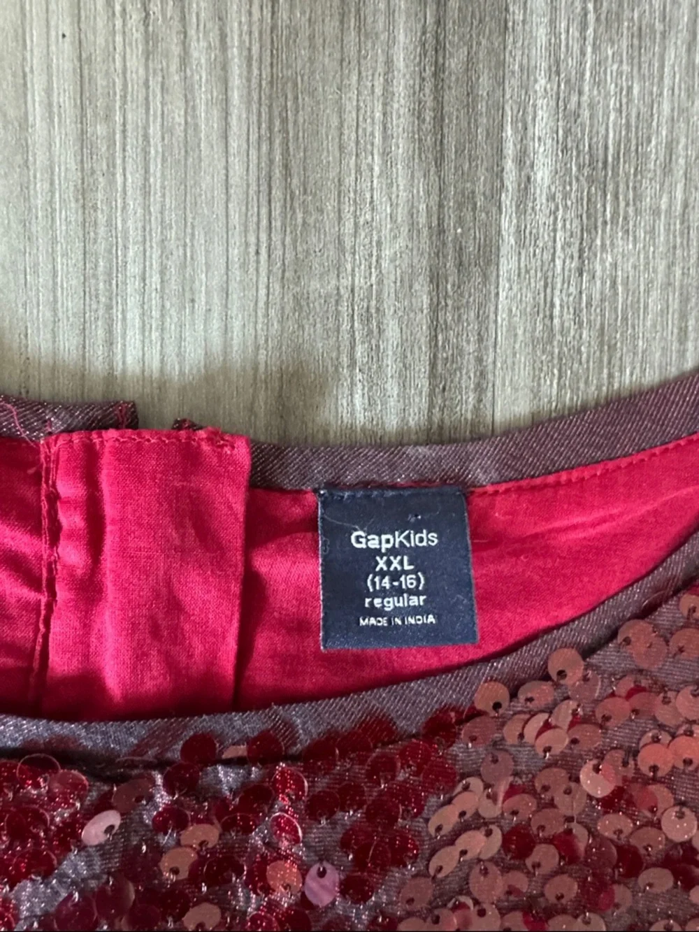 GAP kids 14-16 dress red sequins short sleeve party holiday metallic XXL girls